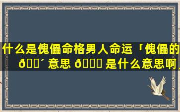 什么是傀儡命格男人命运「傀儡的 🌴 意思 🐈 是什么意思啊」